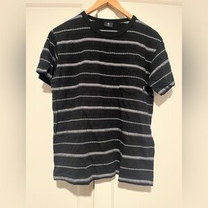 Thrills Black & White Striped Pocket Tee